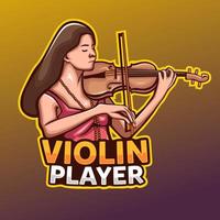 modelo de logotipo de mascote de violinista. fácil de editar e personalizar