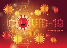 vetor de sinal de vírus de coronavírus vermelho abstrato covid-19, vetor de vírus de surto de pandemia de coronavírus covid 19.