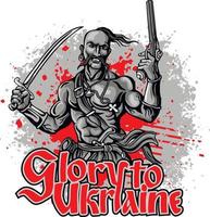 cossaco ucraniano com um sabre, camisetas de design vintage grunge