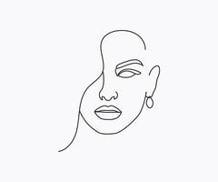 arte de rosto de mulher de desenho de linha abstrata vetor