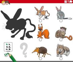 jogo de sombras com personagens de animais de desenho animado vetor