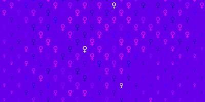 textura vector roxo claro com símbolos de direitos das mulheres.