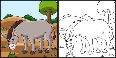 desenho de burro para colorir ilustração colorida vetor