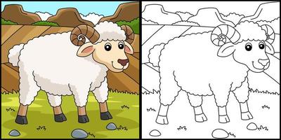 ilustração colorida de página para colorir de ovelhas vetor
