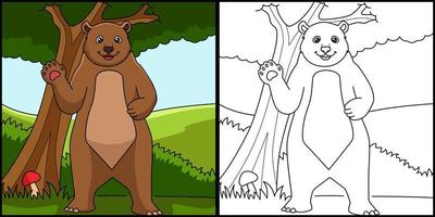 desenho de urso para colorir ilustração colorida vetor