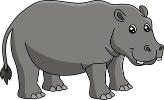ilustração de clipart colorida de desenho animado de hipopótamo vetor