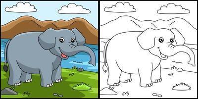elefante para colorir ilustração colorida vetor