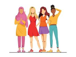 ilustração em vetor de grupo multiétnico diverso differnet de mulheres. grupo de mulheres diversificadas juntos. poder da mulher.