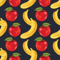 maçã e banana mão desenham design perfeito de frutas vetor