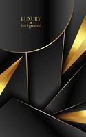 ouro de luxo e fundo preto com textura de metal dourado em estilo abstrato 3d. ilustração de vetor sobre design de modelo moderno para forte sentimento e tecnologia e futurismo