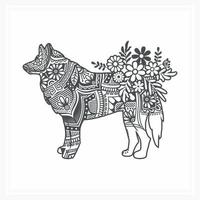 mandala animal com flor. elementos decorativos vintage. vetor