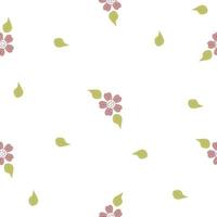 padrão sem emenda floral. flor decorativa com galhos e folhas em fundo branco. ilustração vetorial. padrão botânico para decoração, design, impressão, embalagem, papel de parede e têxtil vetor
