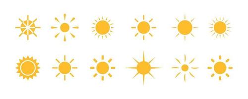 uma coleção de ícones de sol. design de forma simples e minimalista