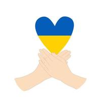 mãos com coração nas cores da bandeira ucraniana vetor