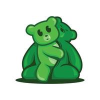 urso verde sai da ilustração vetorial de fantasia de urso verde escuro vetor