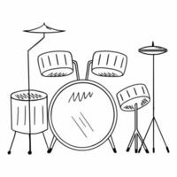 conjunto de tambores. instrumento musical. ilustração vetorial em estilo doodle. vetor