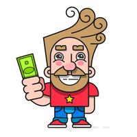 Comprador com dinheiro na mão, quer comprar o personagem de vetor de mercadorias Pronto para seu projeto, cartão de felicitações