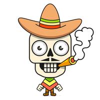 Ilustração do vetor do crânio do açúcar do mexicano dos desenhos animados para Diâmetro De Los Muertos. Crânio Masculino Bonito