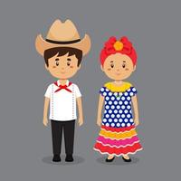 personagem de casal usando vestido tradicional de cuba vetor