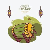 ilustração de tambor islâmico fundo de ramadan kareem vetor