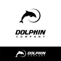 inspiração de design de silhueta de salto de logotipo de golfinho acrobático vetor