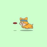 cachorro jogando frisbee vetor
