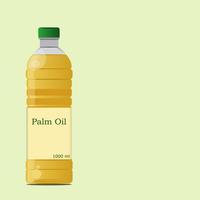 Óleo de palma e projeto da garrafa de óleo vegetal isolado em a sobre o fundo verde. desenho ilustração vetorial eps. vetor