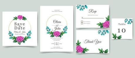 convite de casamento ou cartão com design de belas flores. vetor