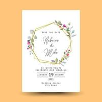 lindo convite de casamento com fundo floral vetor
