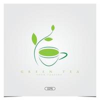 logotipo de chá verde modelo elegante premium vetor eps 10
