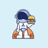 ilustração de astronauta carregando hambúrguer vetor