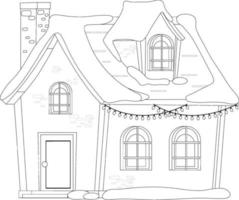 contorno de doodle de casa para colorir vetor