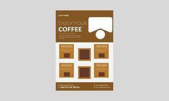 modelo de folheto de café, design de cartaz de folheto de promoção de café. café no modelo de design de folheto da cidade. vetor