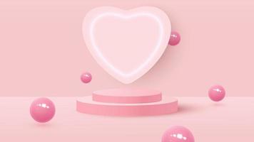 3d renderização de fundo ou textura de fases pastel de amor rosa valentine. pódio pastel brilhante ou fundos de pedestal. ilustração vetorial vetor