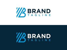 logotipo abstrato letra inicial b. forma azul com linha isolada em fundo duplo. utilizável para logotipos de negócios e branding. elemento de modelo de design de logotipo de vetor plana.