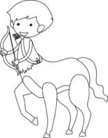 personagem de doodle centauro preto e branco vetor