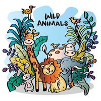 animais africanos selvagens dos desenhos animados vetor