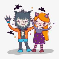 Desenhos de Halloween e crianças vetor