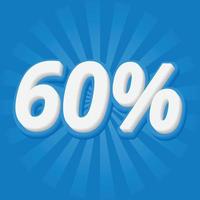 60 por cento de desconto efeito de texto 3d vetor