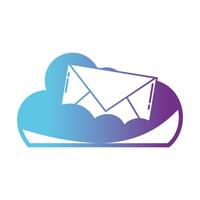 dados de nuvem de linha com mensagem de cartão de email vetor