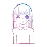 linha beleza anime menina com penteado e blusa vetor