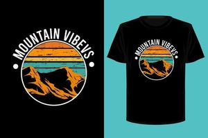 design de camiseta vintage retrô de vibrações de montanha vetor