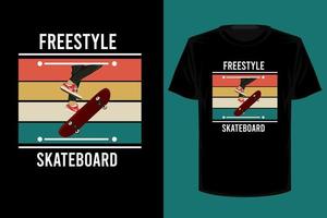 design de camiseta vintage retrô de skate freestyle vetor