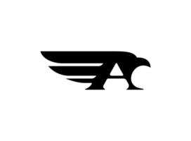 carta um falcão com logotipo de asa. letra um logotipo de iniciais com silhueta de falcão