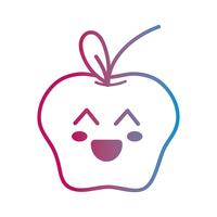 linha kawaii bonito feliz maçã fruta vetor