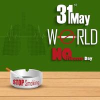 31 de maio design de cartaz do dia mundial sem tabaco vetor