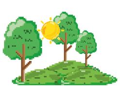 Cenário de floresta pixelizada vetor