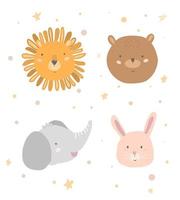 conjunto de animais fofos. animais desenhados. ilustração infantil. vetor