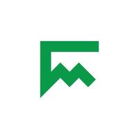 letra fm linha geométrica simples vetor de logotipo de montanha verde