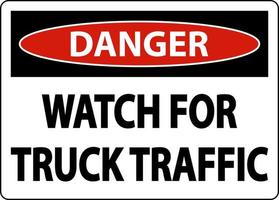 relógio de perigo para sinal de tráfego de caminhão em fundo branco vetor